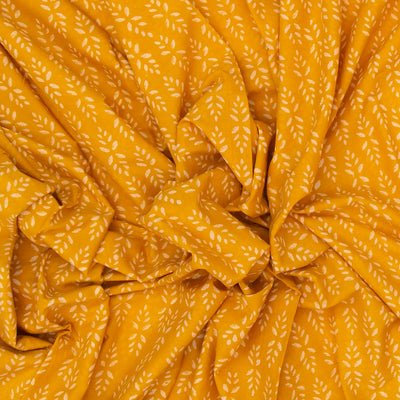 Mustard Woven Jaipur Cotton Saree Printed With Flower Motifs