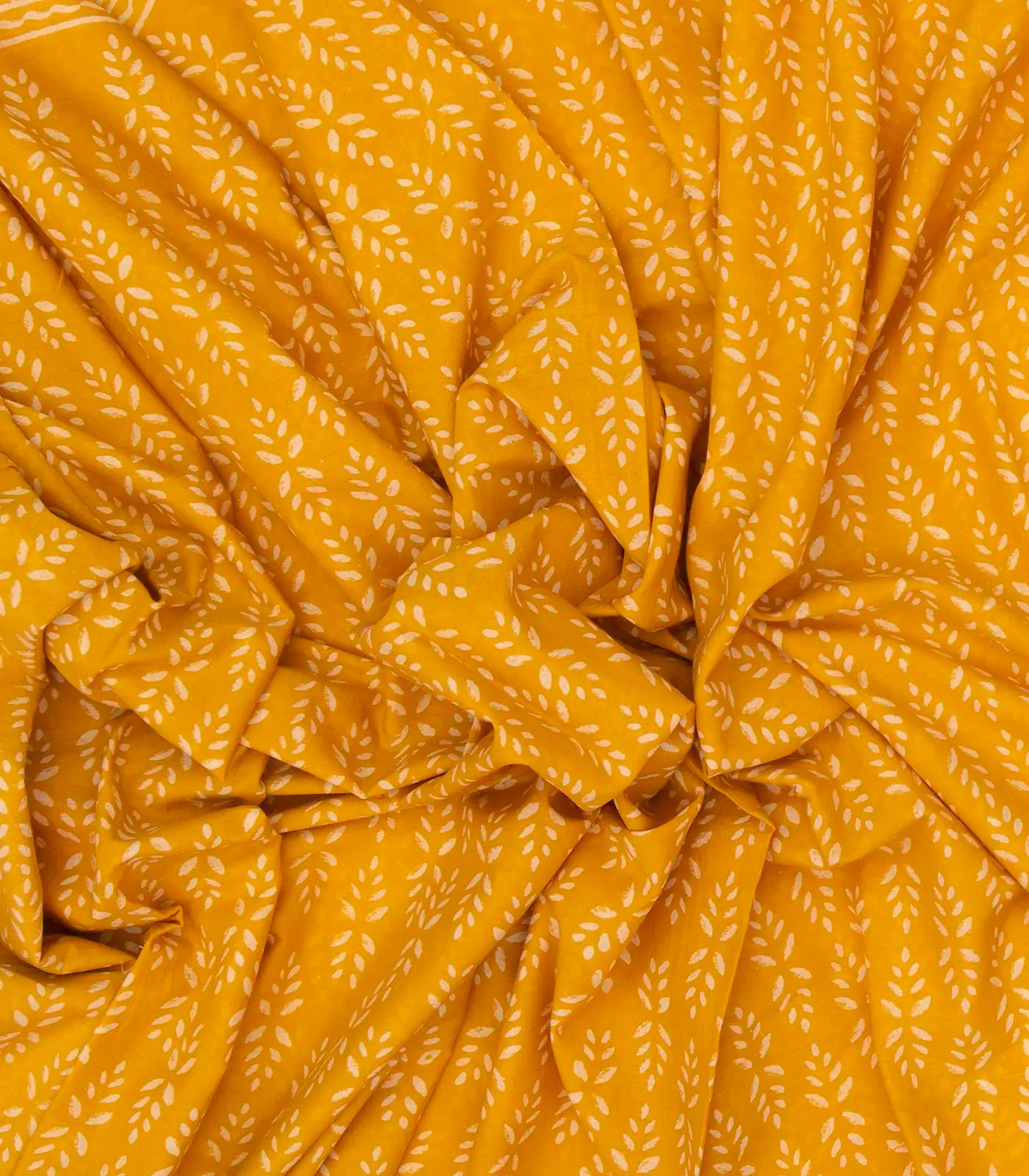 Mustard Woven Jaipur Cotton Saree Printed With Flower Motifs