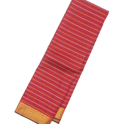 Crimson Handloom Kanchipuram Silk Saree With Beldari Stripes