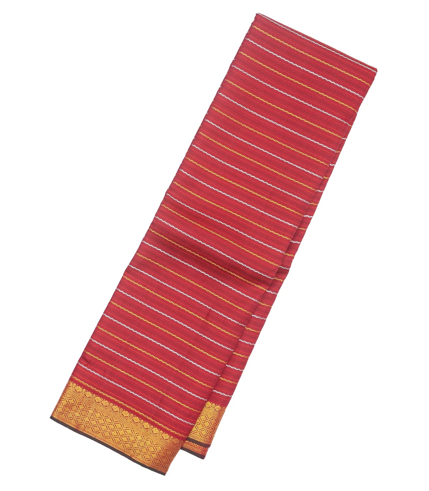 Crimson Handloom Kanchipuram Silk Saree With Beldari Stripes