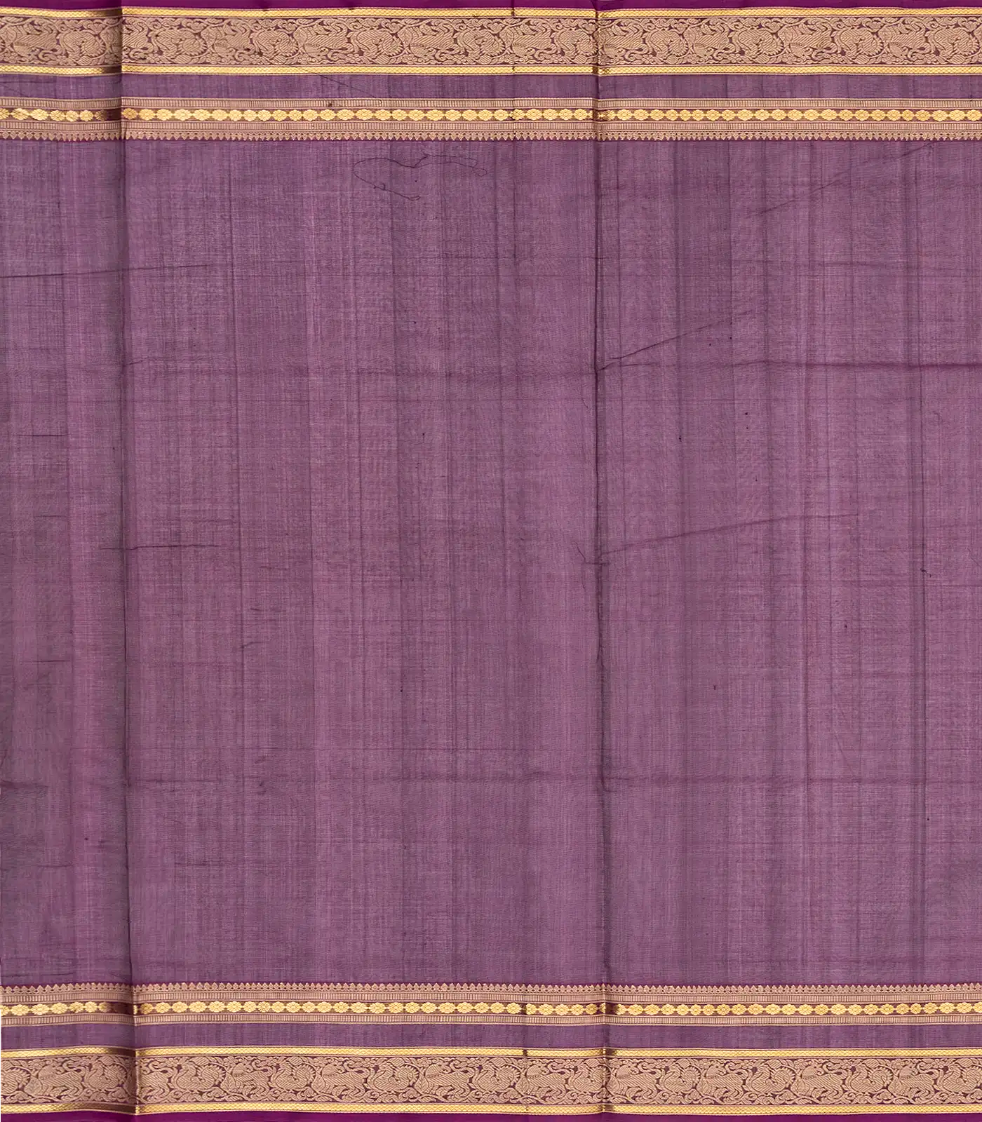 Burgundy Handloom Silk Cotton Saree With Zari Checks