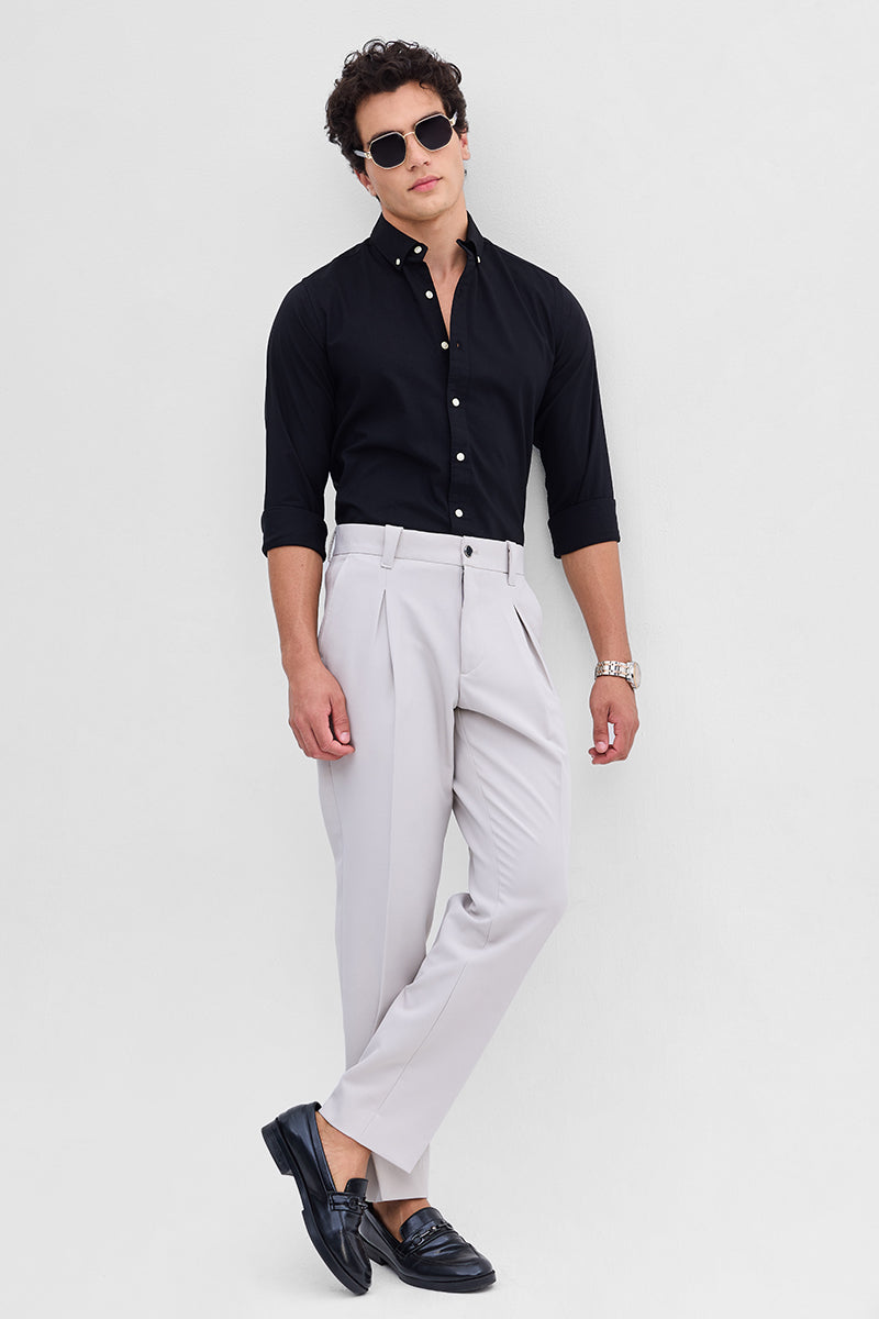 Black Solid Oxford Shirt