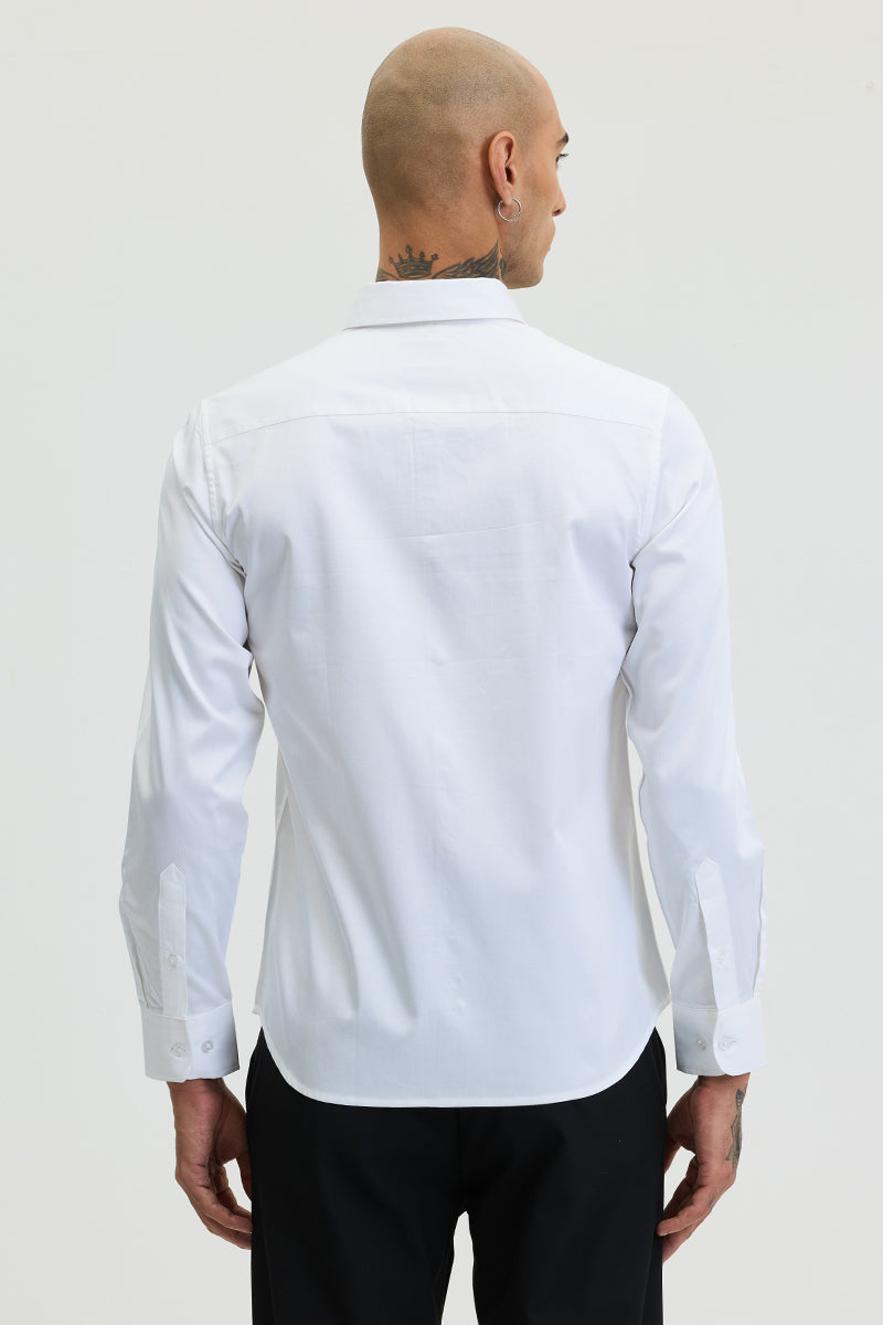 White Embellished Slim Fit Shirt