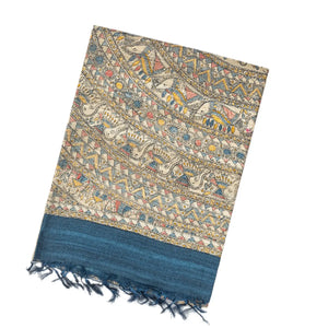 Taupe Handloom Tussar Silk Saree With Printed Floral Motifs