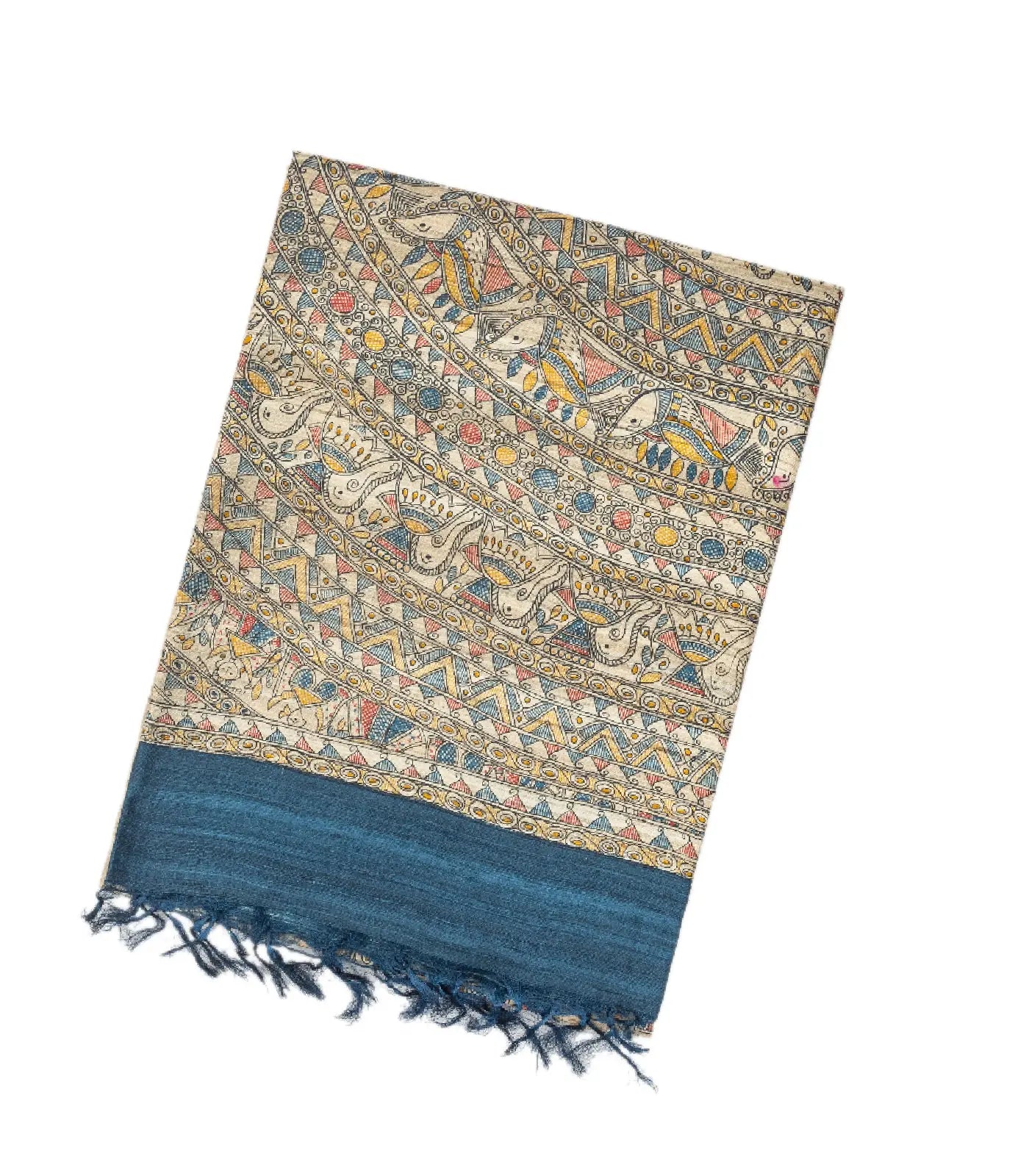 Taupe Handloom Tussar Silk Saree With Printed Floral Motifs