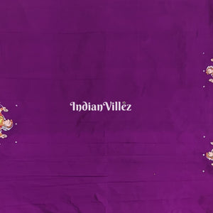 Purple Doli Barat Theme Hand-Painted Pattachitra Saree (Pre-order)