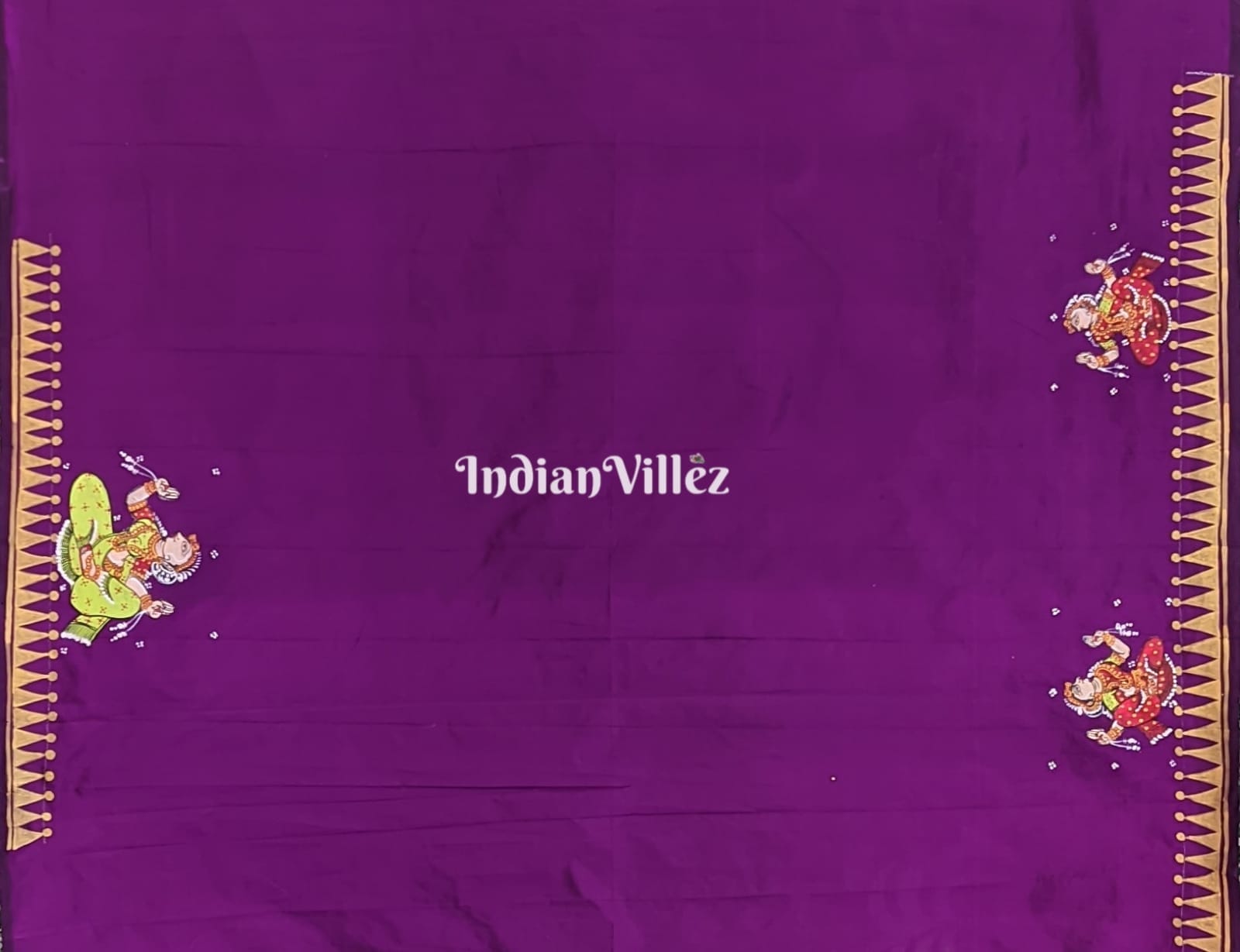 Purple Doli Barat Theme Hand-Painted Pattachitra Saree (Pre-order)