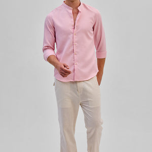 Pink Mandarin Slim Fit Shirt