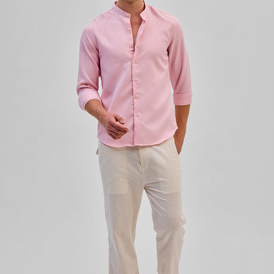 Pink Mandarin Slim Fit Shirt