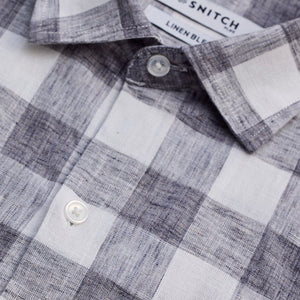 Grey Checks Linen Blend Shirt