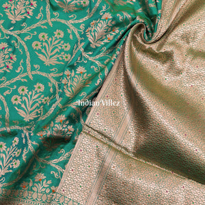 Aqua Green Designer Meenakari Banarasi Katan Silk Saree