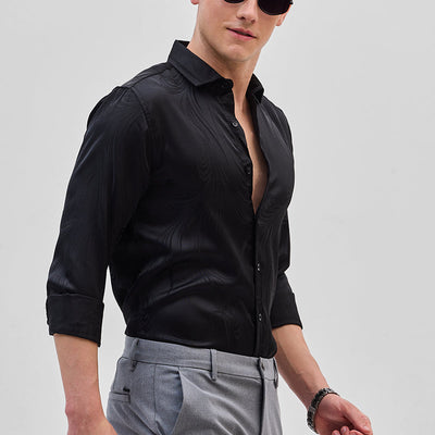 Black Self-Design Shirt