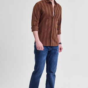 Brown Corduroy Slim Fit Shirt