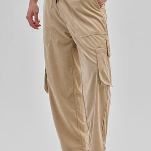 Beige Baggy Fit Cargo Pants