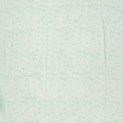 White Woven Jaipur Cotton Saree Printed With Green Stripes