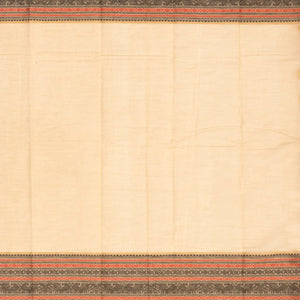 Taupe Handloom Kanchi Cotton Saree With Rudraksham Stripes