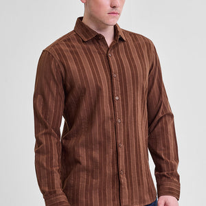 Brown Corduroy Slim Fit Shirt