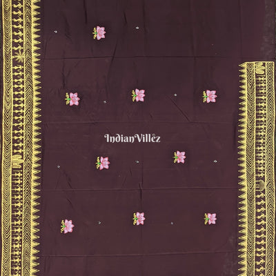 Arjuna Bows to Navagunjara Pure Hand-Painted Pattachitra Saree