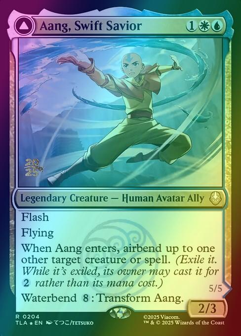 Aang, Swift Savior // Aang and La, Ocean's Fury [204s] [Prerelease] [Avatar: The Last Airbender: Promos] [Foil]