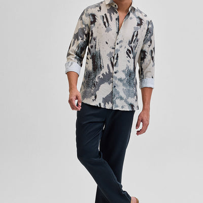 Cream Textured Abstract Shirt