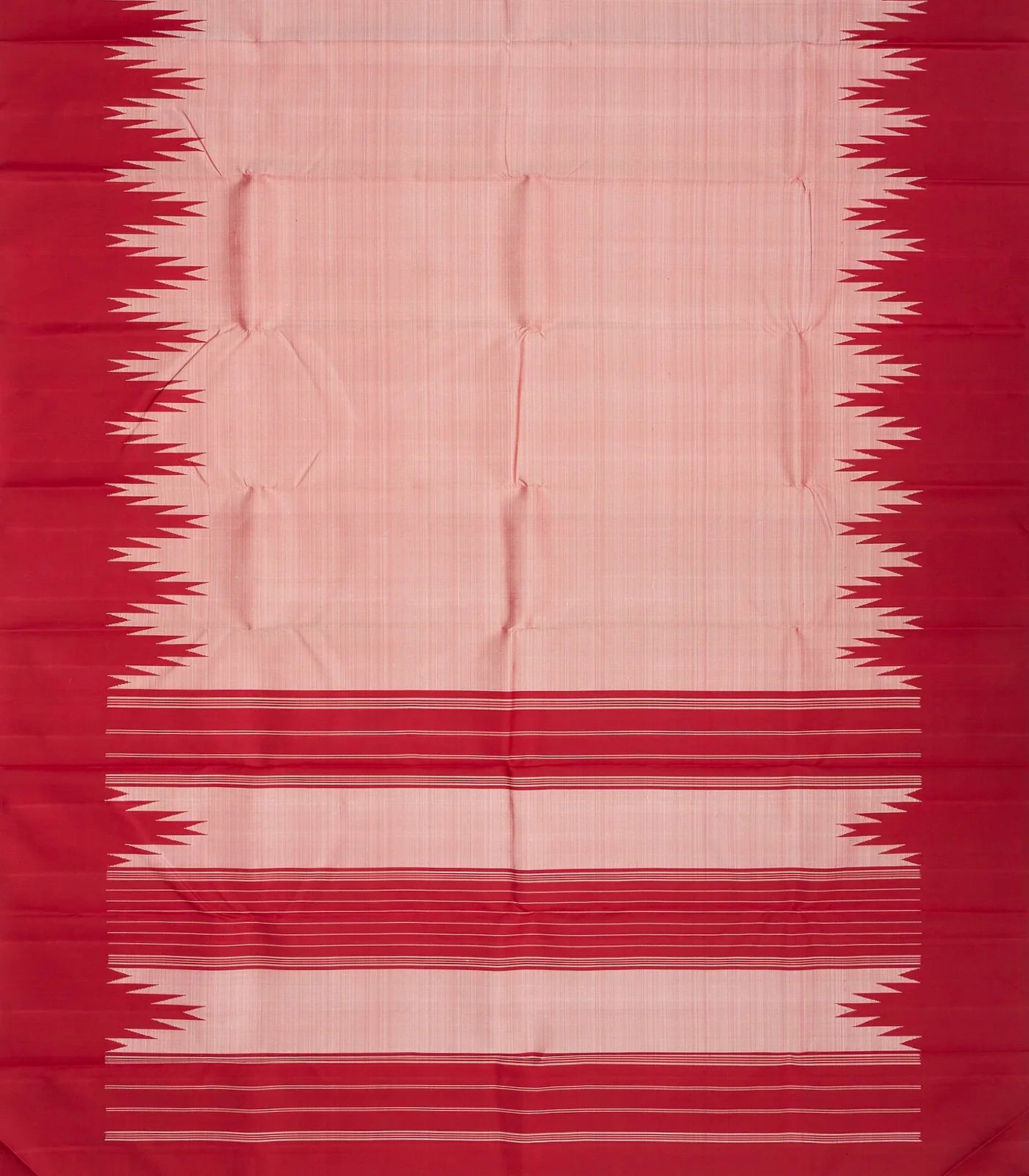 Dusty Pink Handloom Kanchipuram Korvai Silk Saree With Temple Border