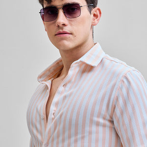 Peach Stripes Slim Fit Shirt