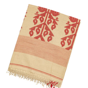 Taupe Handloom Bengal Cotton Saree With Coin Buttas