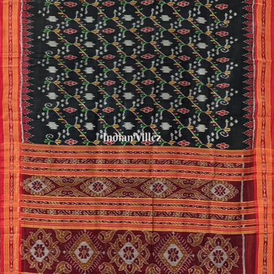 Black Red Odisha Ikat Khandua Silk Saree