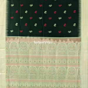 Bottle & Lemon Green Bomkai Contemporary Silk Saree