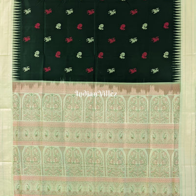 Bottle & Lemon Green Bomkai Contemporary Silk Saree