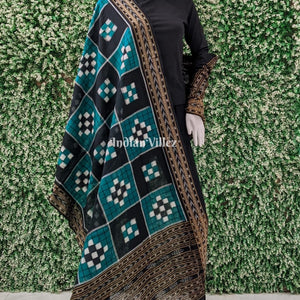 Black Bottle Green Pasapali Cotton Dupatta