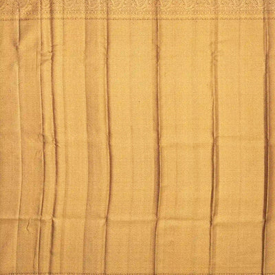 Cream Handloom Kanchipuram Silk Saree With Chevron Stripes