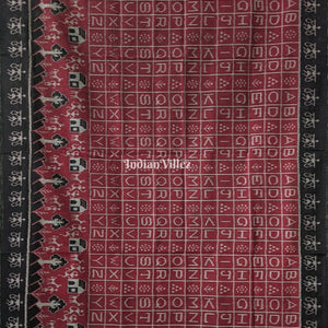 Maroon English Alphabet Odisha Ikat Contemporary Cotton Saree