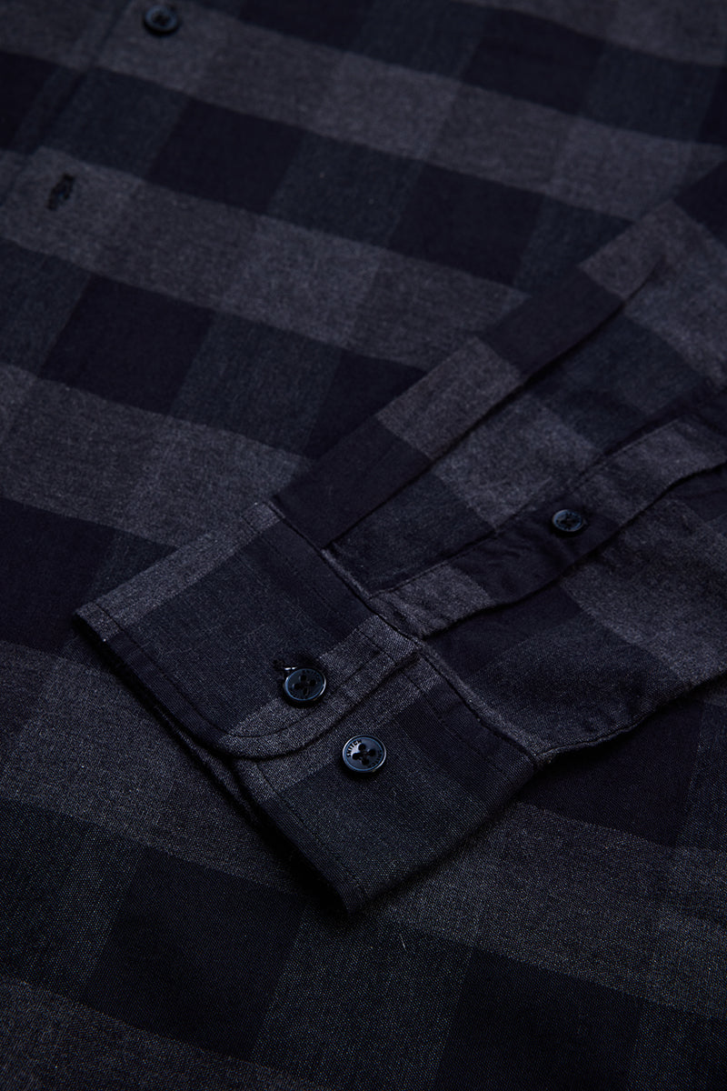 Charcoal Grey Checks Slim Fit Shirt