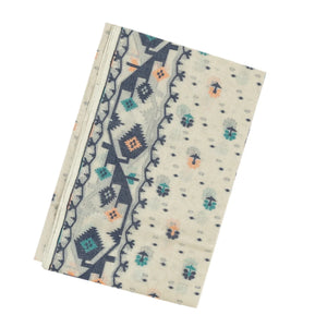 Off White Bengal Cotton Saree With Floral Motifs