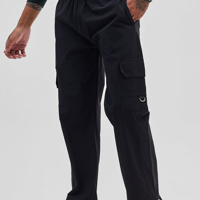 Black Relaxed Fit Parachute Pants