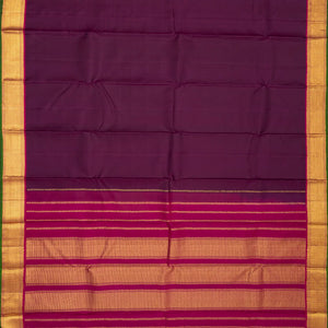 Magenta Handloom Kanchipuram Silk Saree With Solid Zari Border
