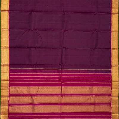 Magenta Handloom Kanchipuram Silk Saree With Solid Zari Border