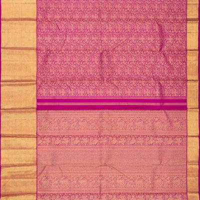 Hot Pink Handloom Kanchipuram Silk Saree With Gandaberunda Motifs
