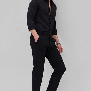 Black Self-Design Shirt