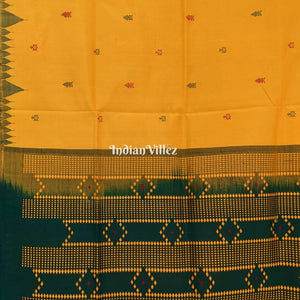 Yellow Sambalpuri Ikat Tussar Silk Saree