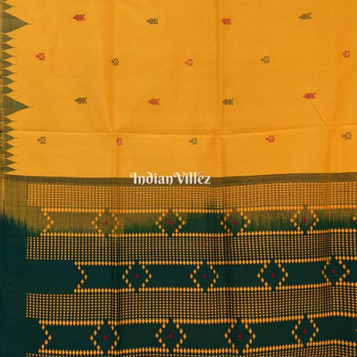 Yellow Sambalpuri Ikat Tussar Silk Saree