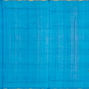 Blue Handloom Silk Cotton Saree With Checks And Buttas