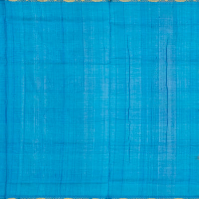 Blue Handloom Silk Cotton Saree With Checks And Buttas