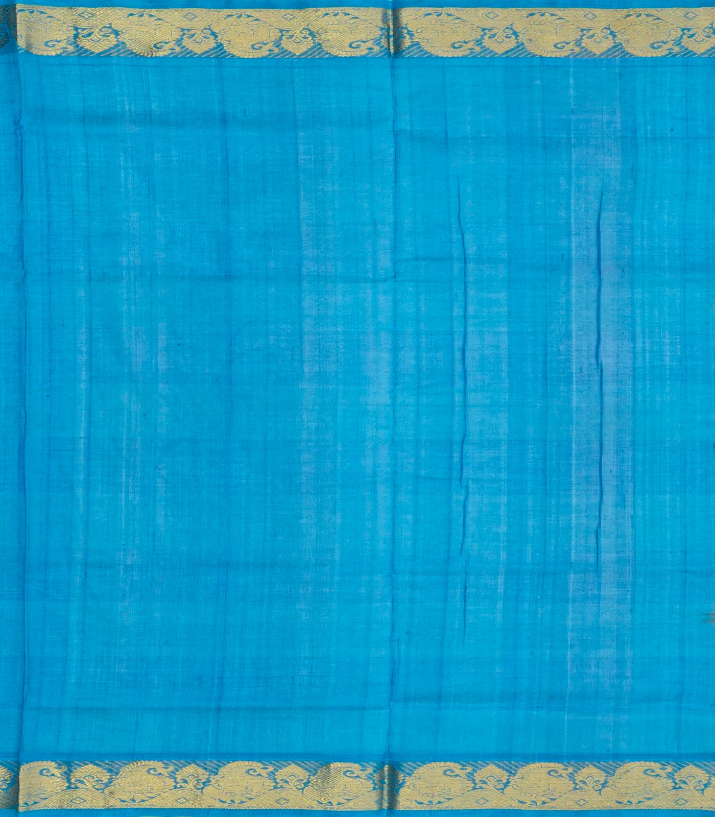 Blue Handloom Silk Cotton Saree With Checks And Buttas