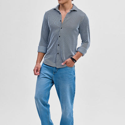 Black Stripes Slim Fit Stretch Shirt