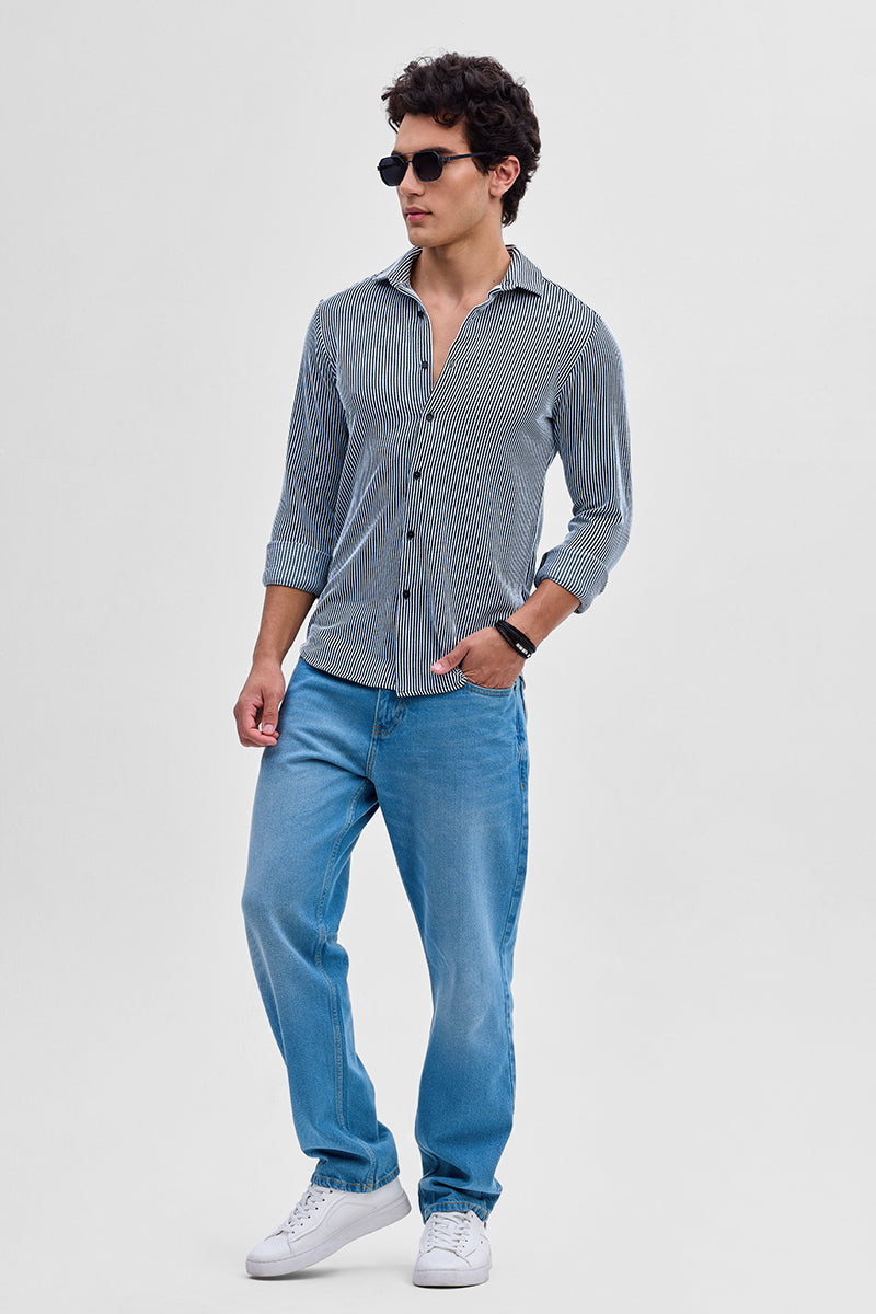Black Stripes Slim Fit Stretch Shirt