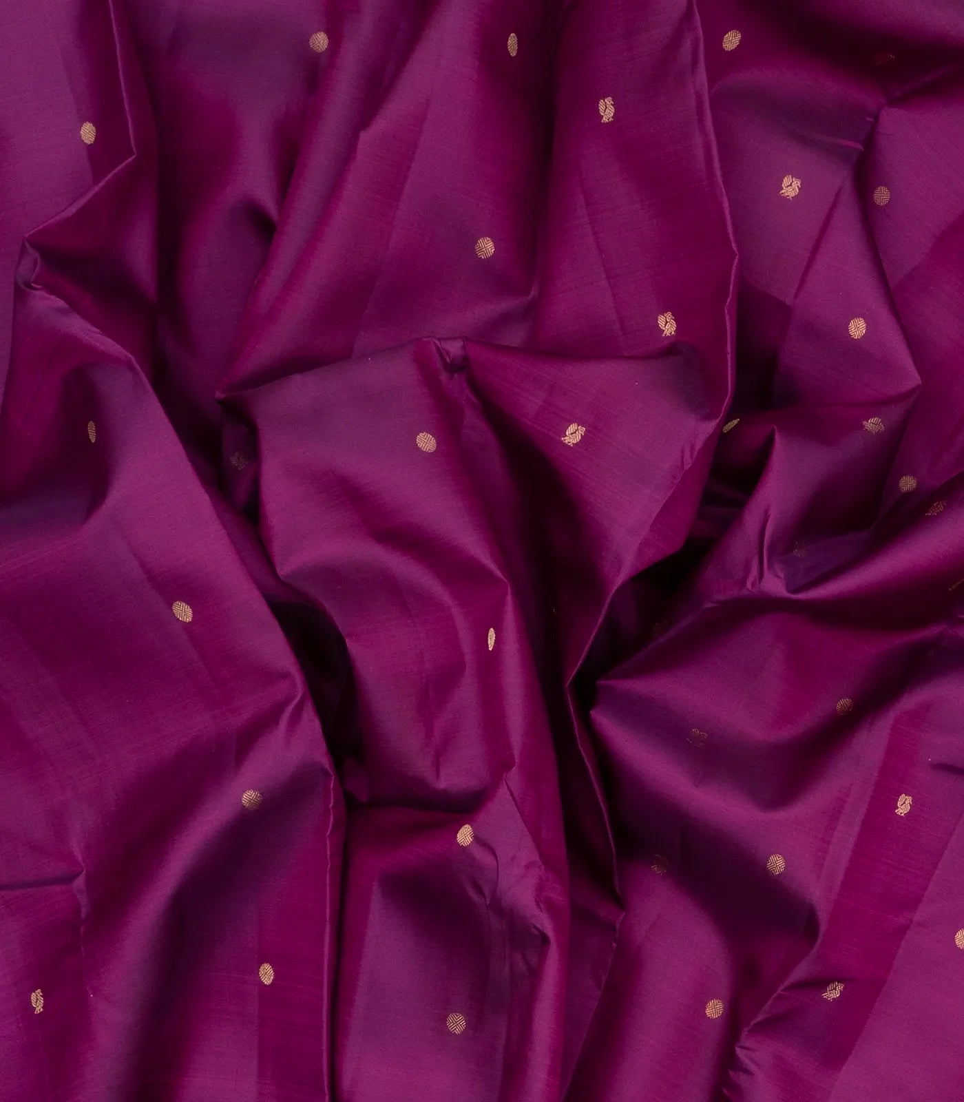 Purple Handloom Kanchipuram Silk Saree With Annam Rudraksham Buttas