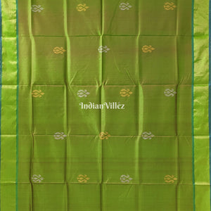 Parrot Green with Purple Handwoven Bishnupuri Silk Saree