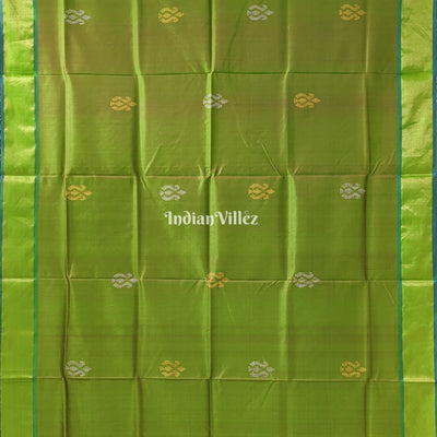Parrot Green with Purple Handwoven Bishnupuri Silk Saree